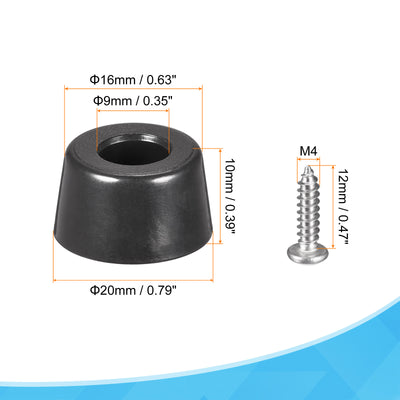 Harfington Uxcell 20mm W x 10mm H Rubber Bumper Feet, Stainless Steel Screws and Washer 10pcs