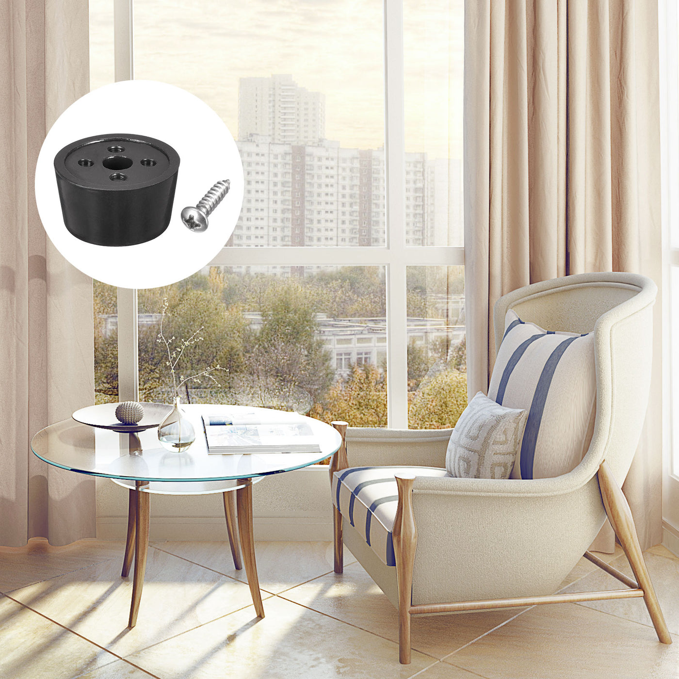 uxcell Uxcell 20mm W x 10mm H Rubber Bumper Feet, Stainless Steel Screws and Washer 20pcs