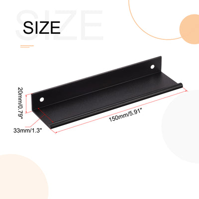 Harfington Uxcell 150mm x 40mm Aluminum Thicken Type Cabinet Edge Pull Handle Black 4 Pcs