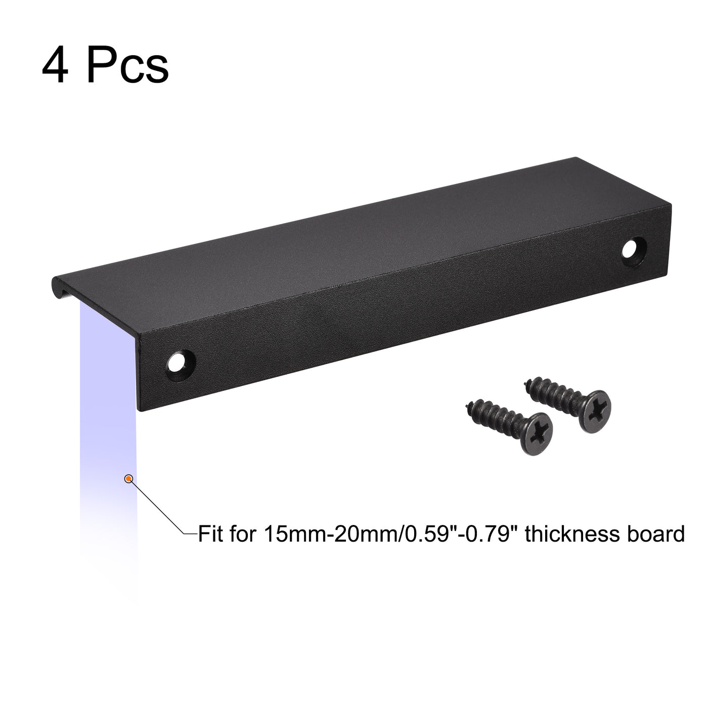 uxcell Uxcell 150mm x 40mm Aluminum Thicken Type Cabinet Edge Pull Handle Black 4 Pcs