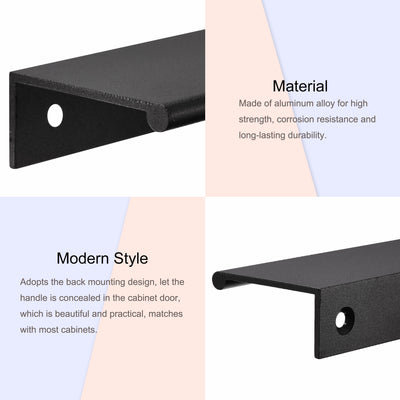 Harfington Uxcell 150mm x 40mm Aluminum Thicken Type Cabinet Edge Pull Handle Black 4 Pcs