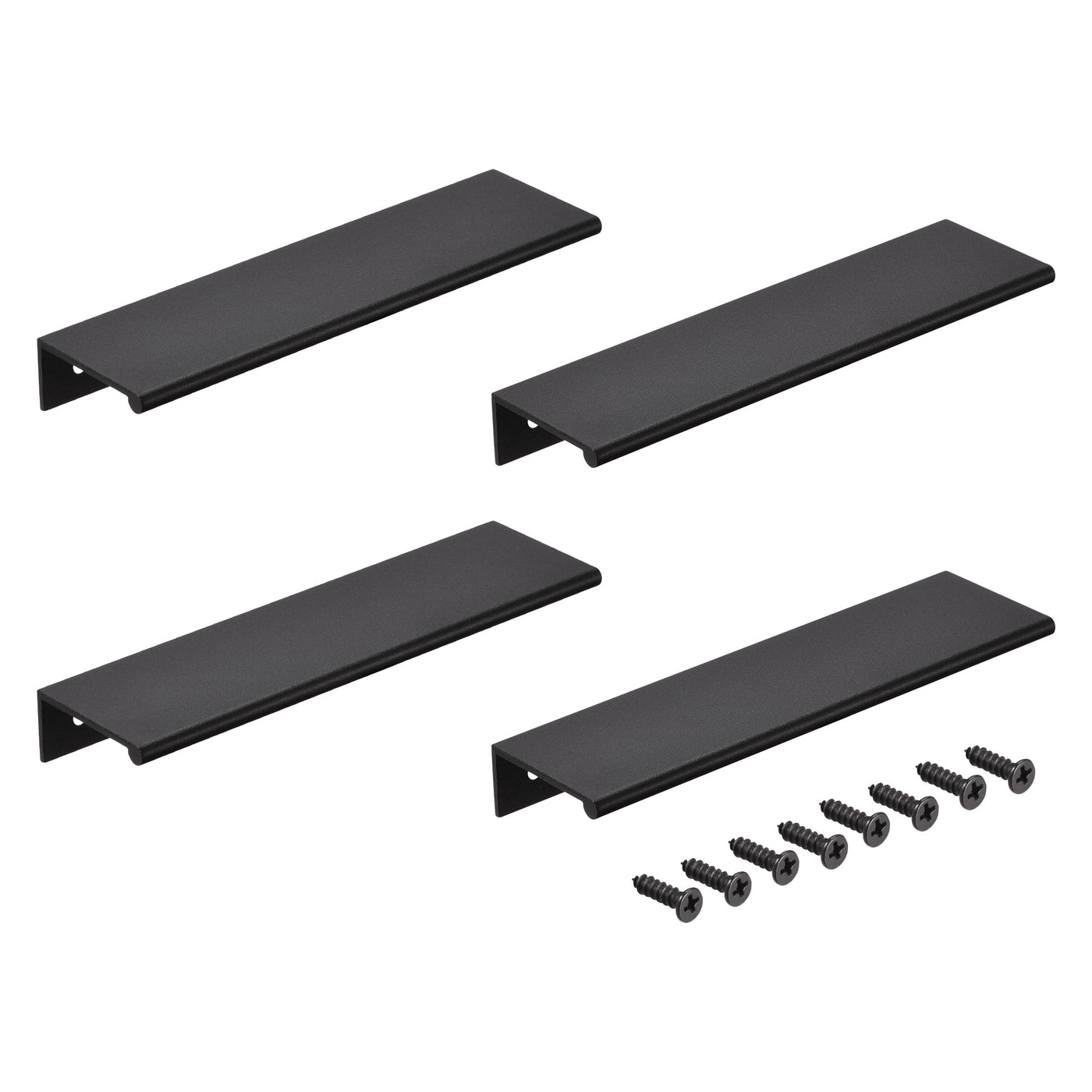 uxcell Uxcell 150mm x 40mm Aluminum Thicken Type Cabinet Edge Pull Handle Black 4 Pcs