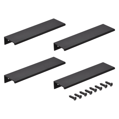 uxcell Uxcell 150mm x 40mm Aluminum Thicken Type Cabinet Edge Pull Handle Black 4 Pcs