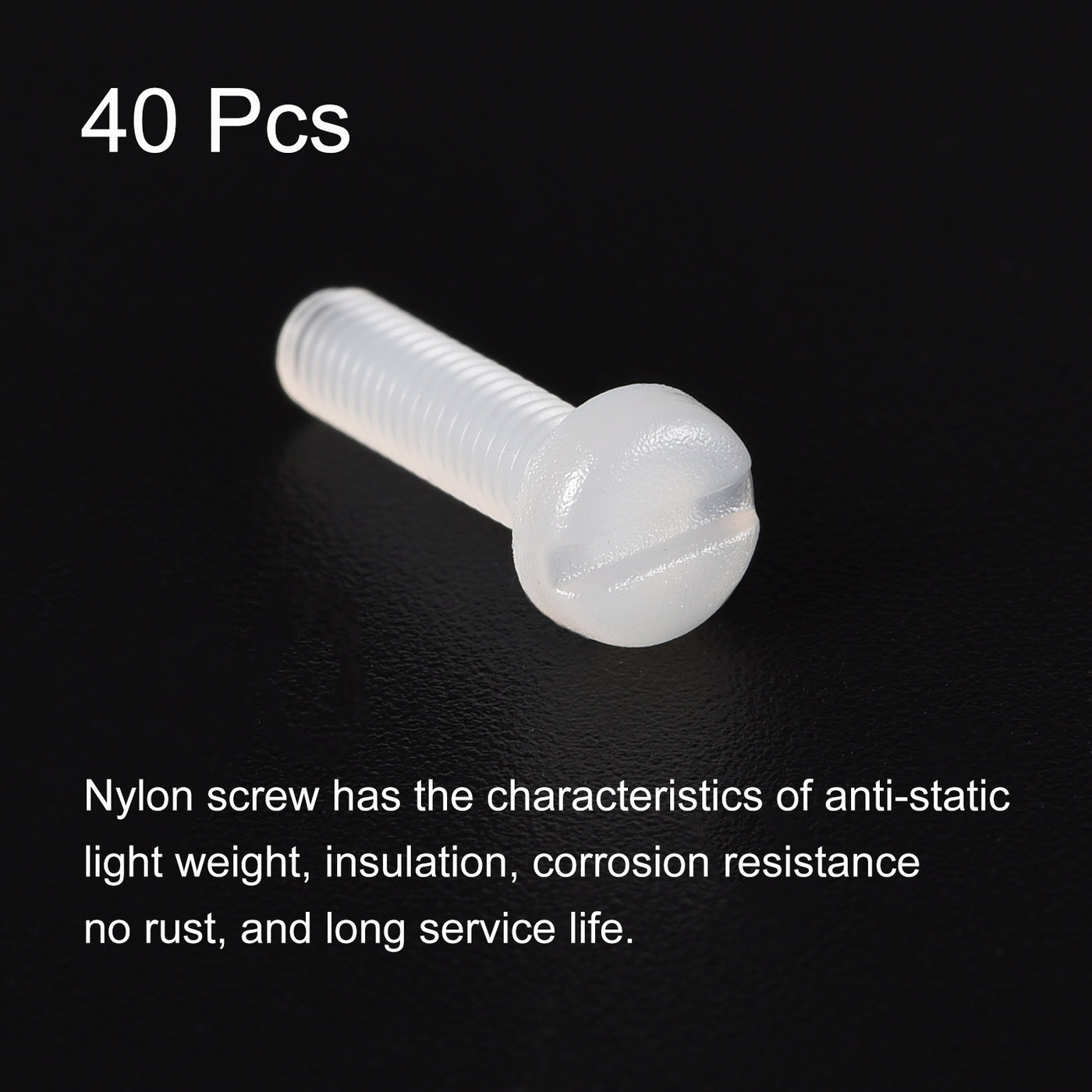 uxcell Uxcell M3 x 12mm Nylon Machine Screws, Pan Head Slotted Screw Fasteners, 40pcs