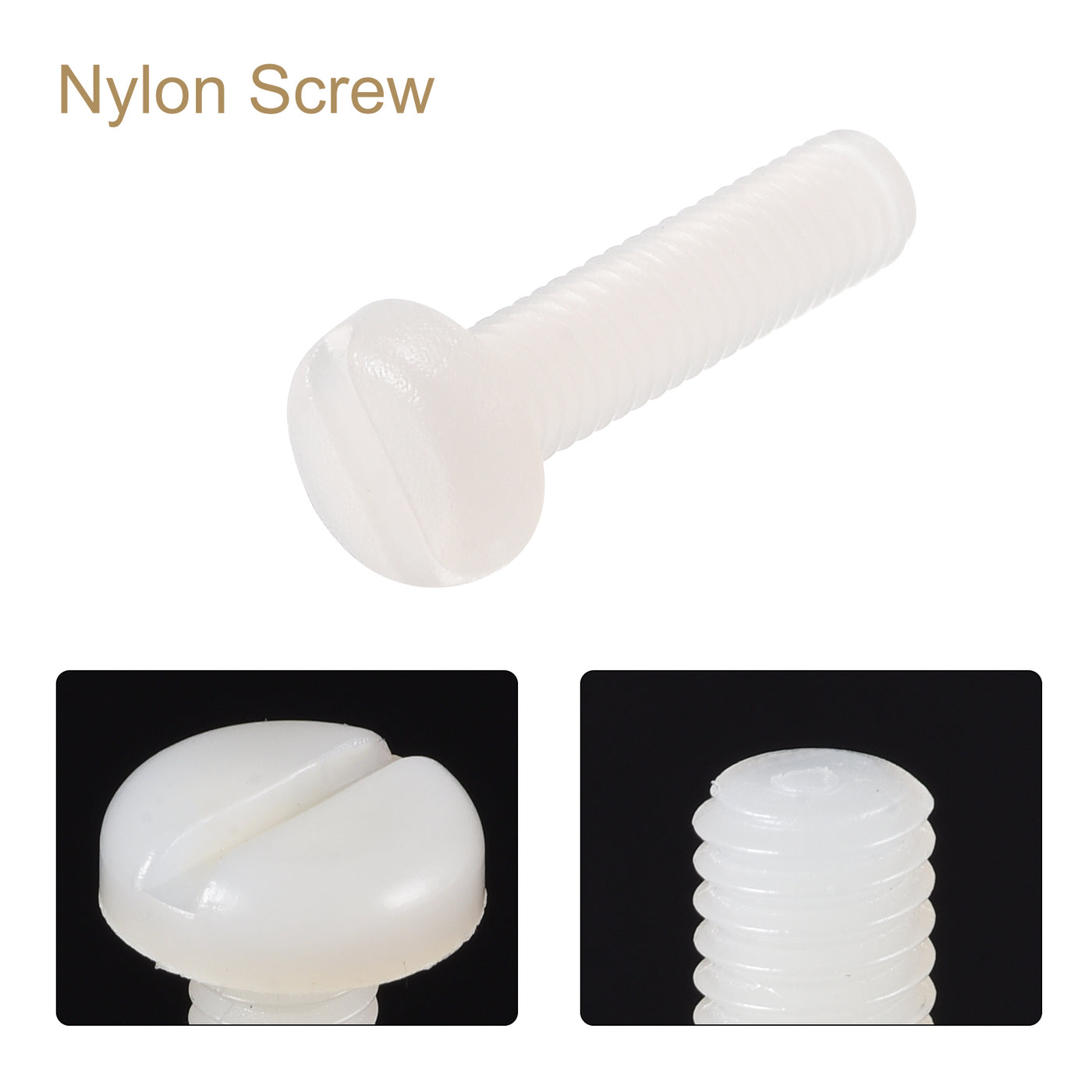 uxcell Uxcell M3 x 12mm Nylon Machine Screws, Pan Head Slotted Screw Fasteners, 40pcs