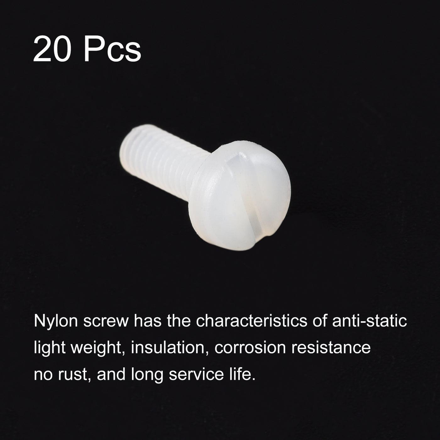 uxcell Uxcell M4 x 25mm Nylon Machine Screws, Pan Head Slotted Screw Fasteners, 20pcs