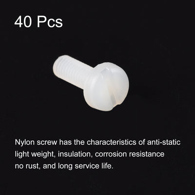 Harfington Uxcell M4 x 25mm Nylon Machine Screws, Pan Head Slotted Screw Fasteners, 40pcs