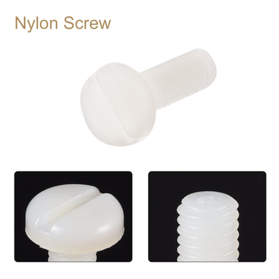 Harfington Uxcell M4 x 25mm Nylon Machine Screws, Pan Head Slotted Screw Fasteners, 40pcs