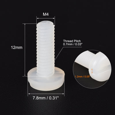 Harfington Uxcell M4 x 12mm Nylon Machine Screws, Pan Head Slotted Screw Fasteners, 20pcs