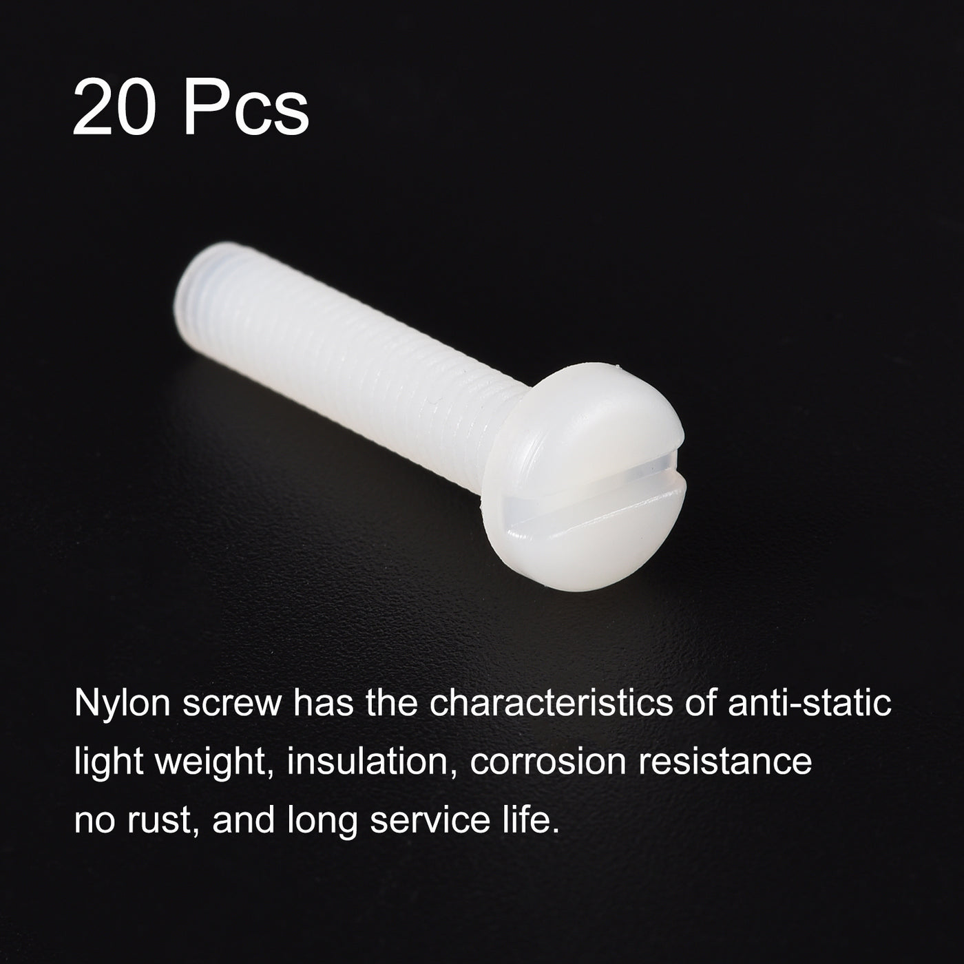 uxcell Uxcell M5 x 30mm Nylon Machine Screws, Pan Head Slotted Screw Fasteners, 20pcs