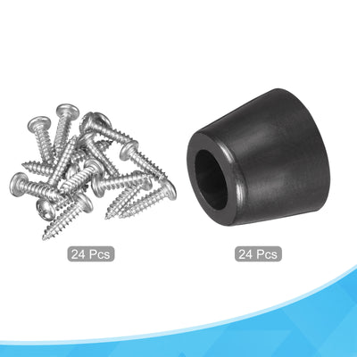 Harfington Uxcell 19mm W x 7mm H Rubber Bumper Feet, Stainless Steel Screws and Washer 24pcs