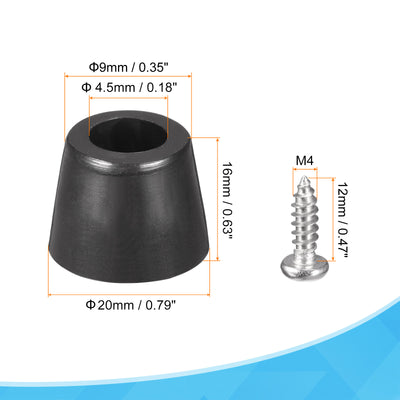 Harfington Uxcell 20mm W x 11mm H Rubber Bumper Feet, Stainless Steel Screws and Washer 8pcs
