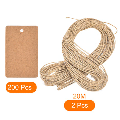 Harfington Rectangle Paper Tags with Twine Rope Length Feet