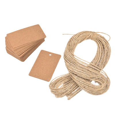 Harfington Rectangle Paper Tags with Twine Rope Length Feet