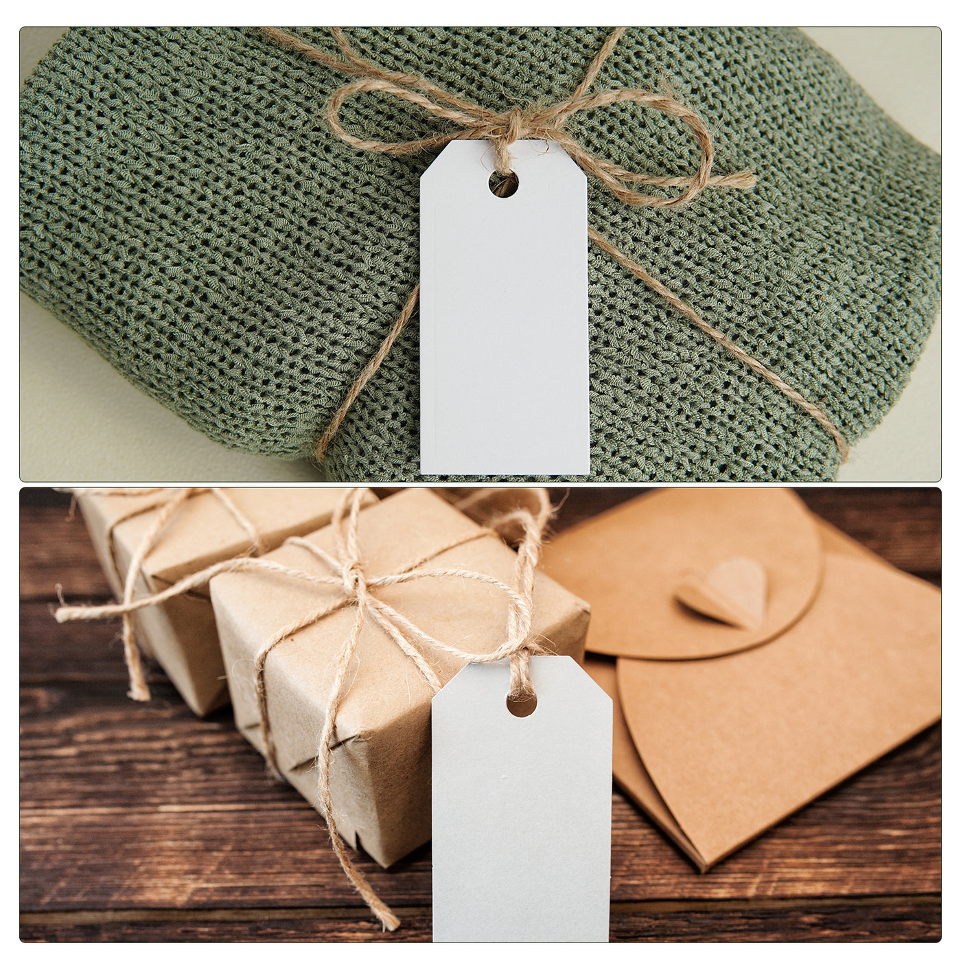 Harfington Rectangle Paper Tags with Twine Rope Length Feet