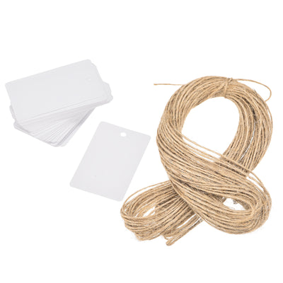 Harfington Rectangle Paper Tags with Twine Rope Length Feet