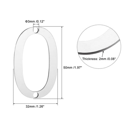 Harfington 2 Inch 304 Stainless Steel House Number Polishing for Door Mailbox(Number 0)