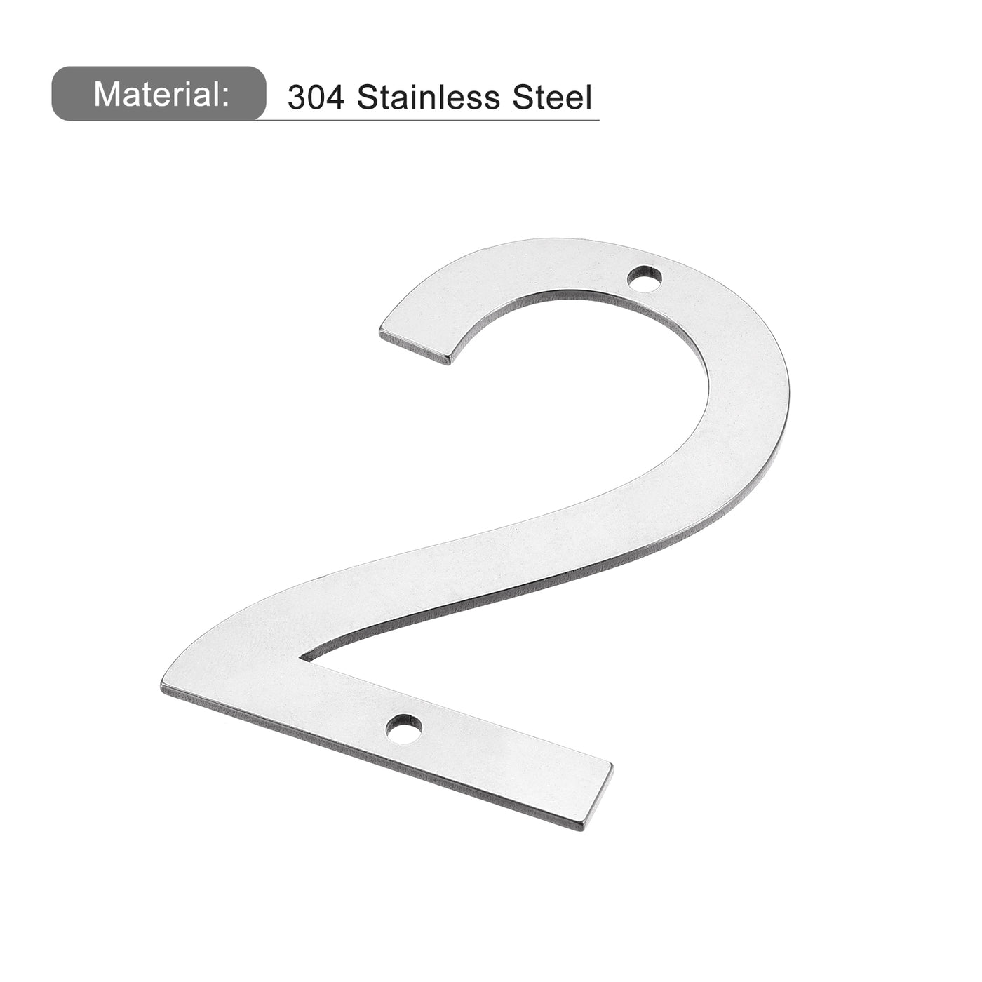 Harfington 3 Inch 304 Stainless Steel House Number Polishing for Door Mailbox(Number 2)
