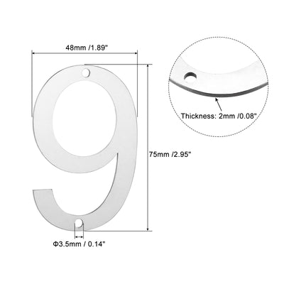 Harfington 3 Inch 304 Stainless Steel House Number Polishing for Door Mailbox(Number 9)