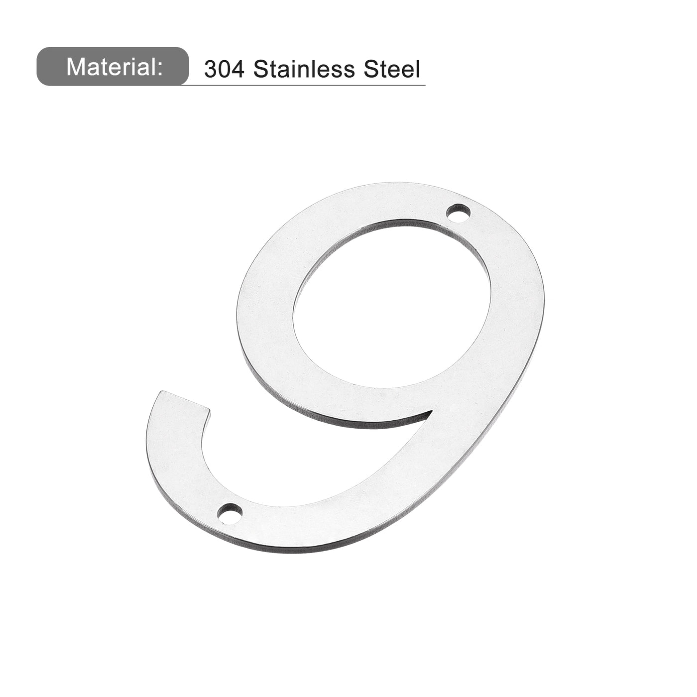 Harfington 3 Inch 304 Stainless Steel House Number Polishing for Door Mailbox(Number 9)