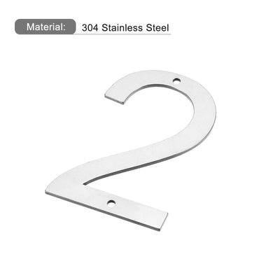 Harfington 4 Inch 304 Stainless Steel House Number Polishing for Door Mailbox(Number 2)