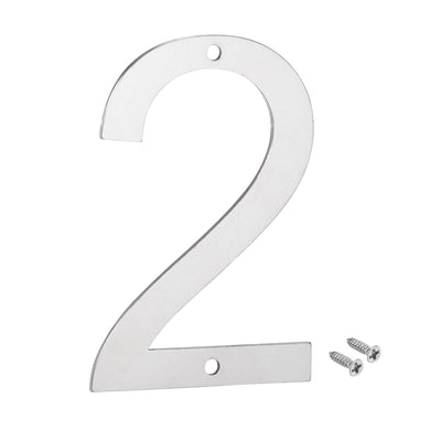 Harfington 4 Inch 304 Stainless Steel House Number Polishing for Door Mailbox(Number 2)