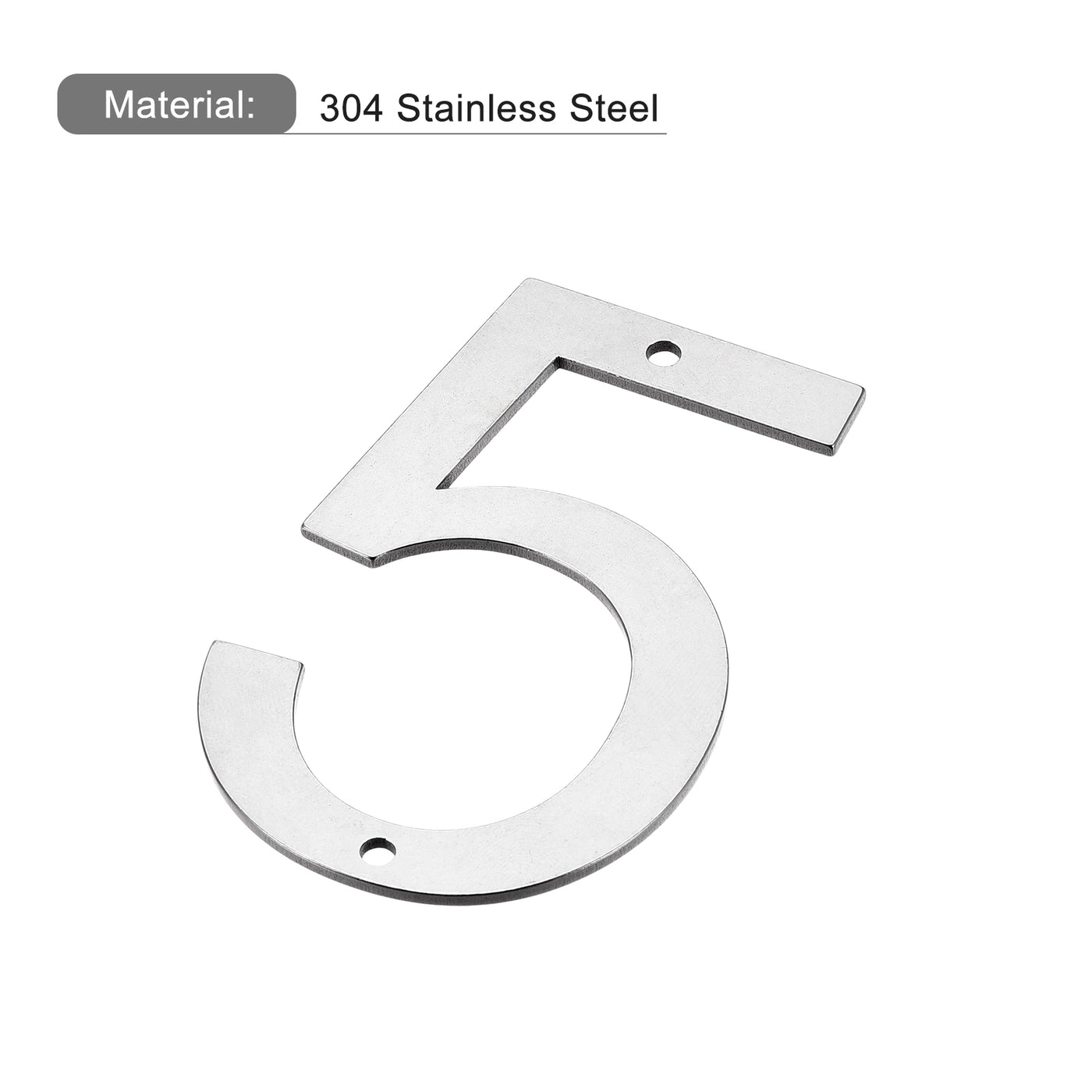 Harfington 4 Inch 304 Stainless Steel House Number Polishing for Door Mailbox(Number 5)
