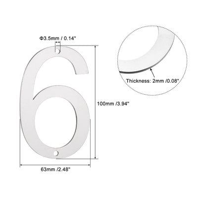 Harfington 4 Inch 304 Stainless Steel House Number Polishing for Door Mailbox(Number 6)