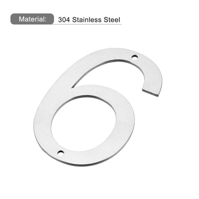 Harfington 4 Inch 304 Stainless Steel House Number Polishing for Door Mailbox(Number 6)