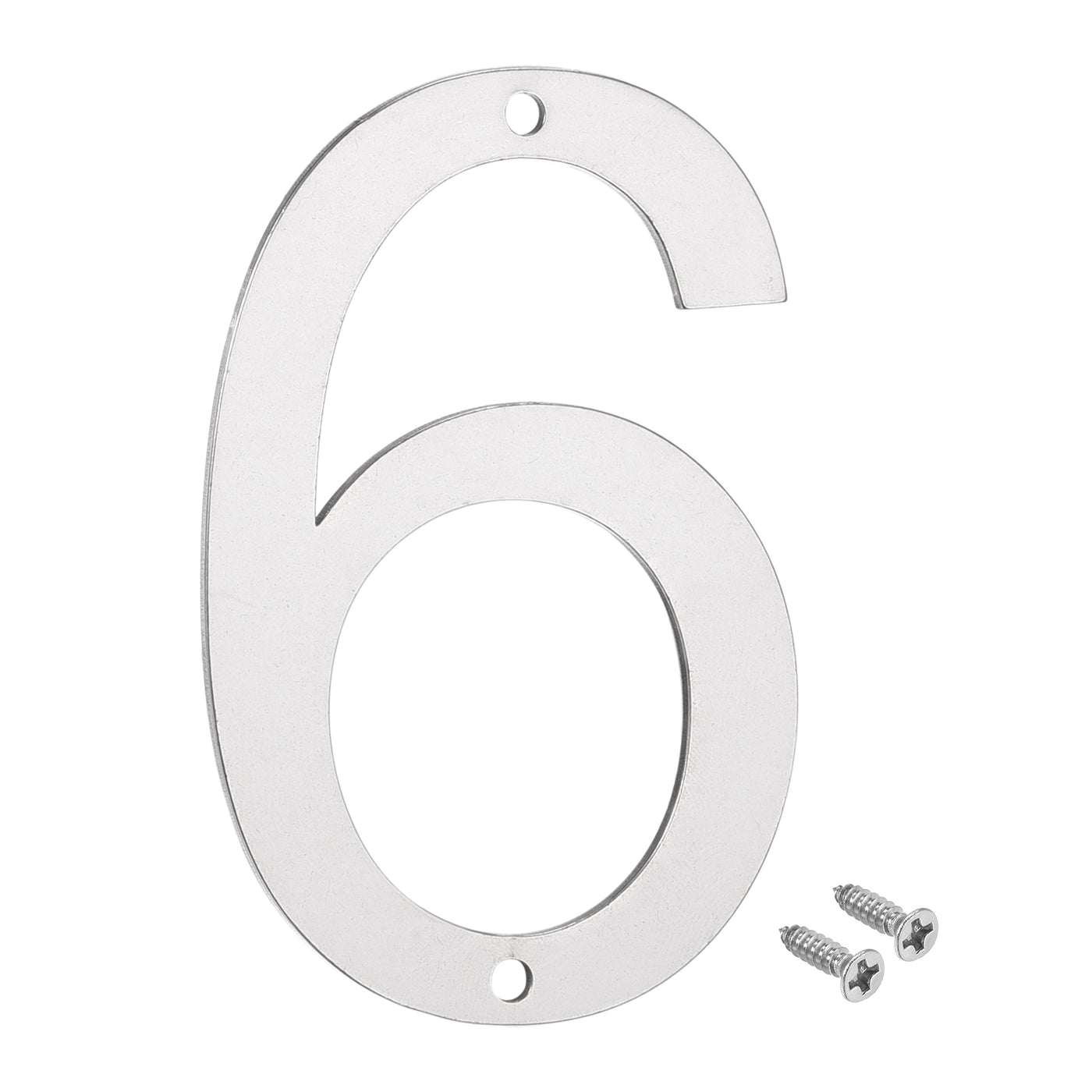 Harfington 4 Inch 304 Stainless Steel House Number Polishing for Door Mailbox(Number 6)