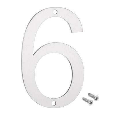 Harfington 4 Inch 304 Stainless Steel House Number Polishing for Door Mailbox(Number 6)