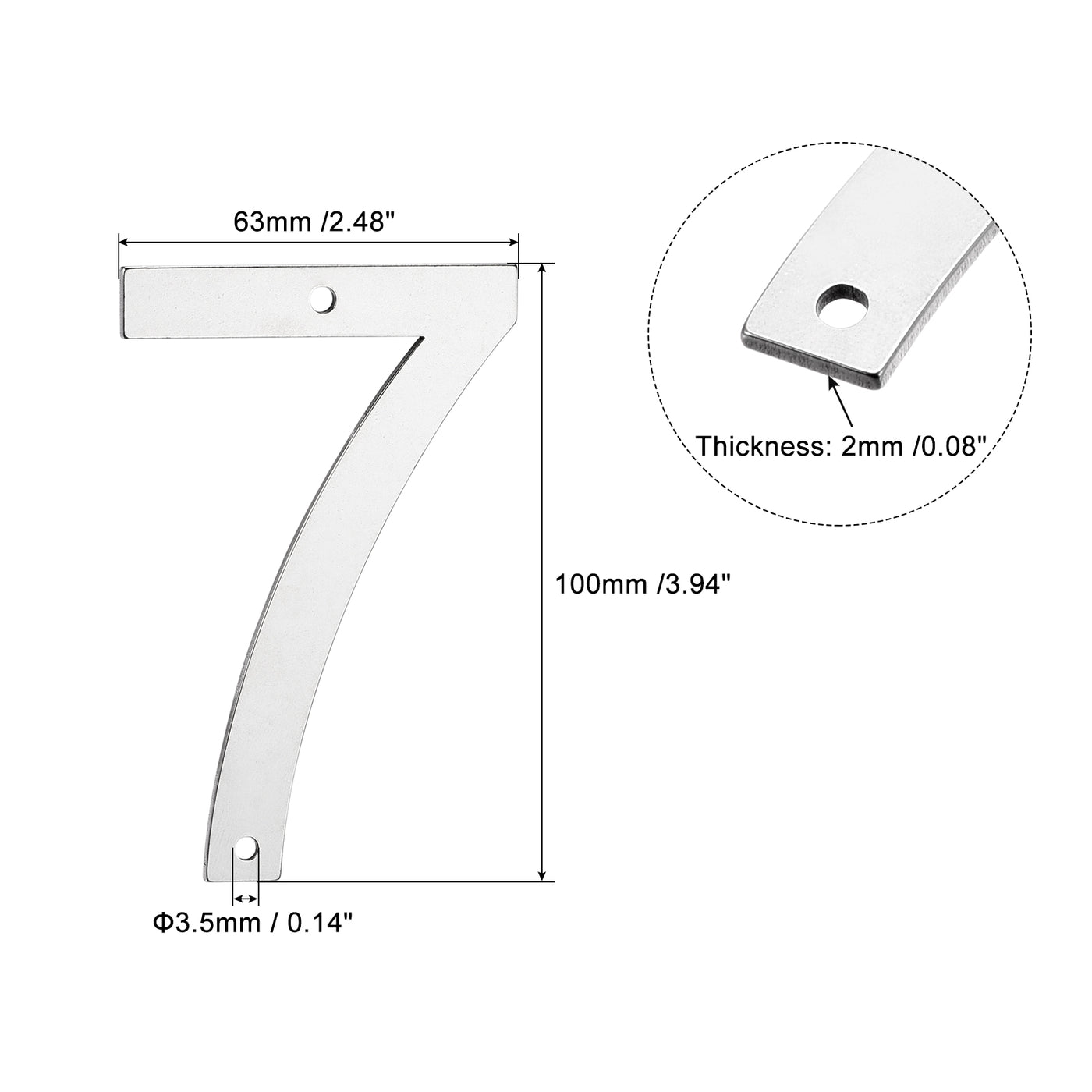 Harfington 4 Inch 304 Stainless Steel House Number Polishing for Door Mailbox(Number 7)