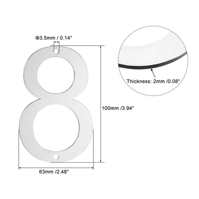 Harfington 4 Inch 304 Stainless Steel House Number Polishing for Door Mailbox(Number 8)