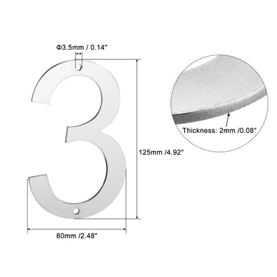 Harfington 5 Inch 304 Stainless Steel House Number Polishing for Door Mailbox(Number 3)