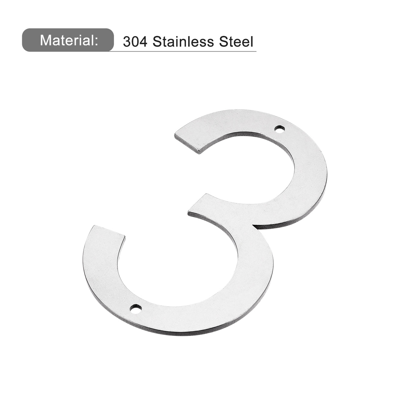 Harfington 5 Inch 304 Stainless Steel House Number Polishing for Door Mailbox(Number 3)