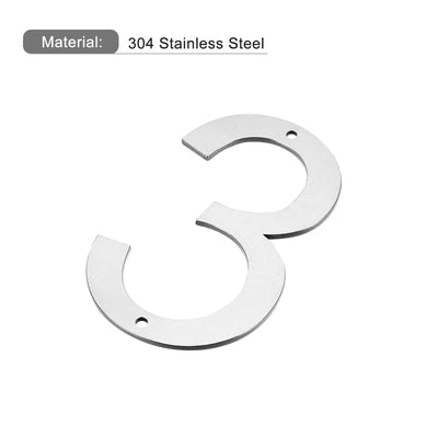 Harfington 5 Inch 304 Stainless Steel House Number Polishing for Door Mailbox(Number 3)