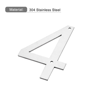 Harfington 5 Inch 304 Stainless Steel House Number Polishing for Door Mailbox(Number 4)