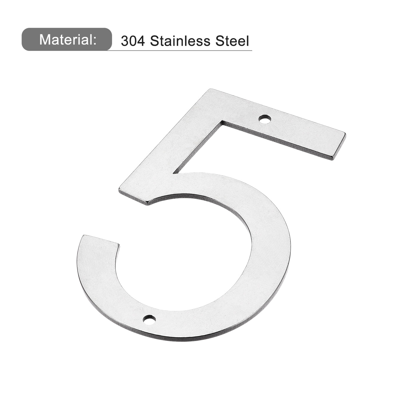 Harfington 5 Inch 304 Stainless Steel House Number Polishing for Door Mailbox(Number 5)