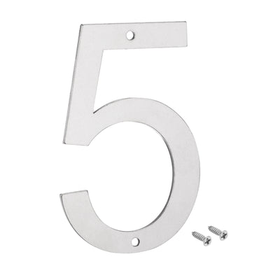 Harfington 5 Inch 304 Stainless Steel House Number Polishing for Door Mailbox(Number 5)
