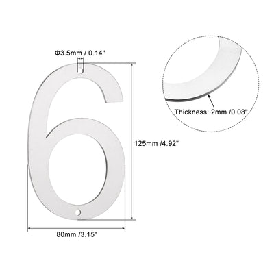 Harfington 5 Inch 304 Stainless Steel House Number Polishing for Door Mailbox(Number 6)