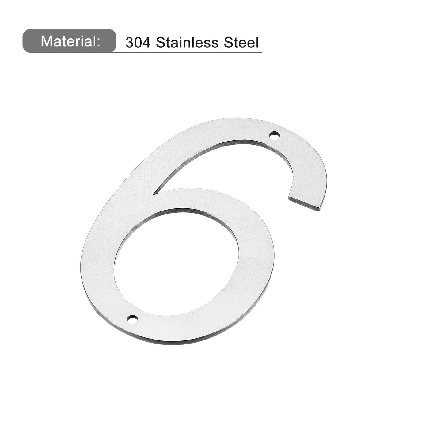 Harfington 5 Inch 304 Stainless Steel House Number Polishing for Door Mailbox(Number 6)