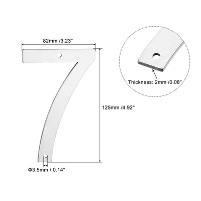 Harfington 5 Inch 304 Stainless Steel House Number Polishing for Door Mailbox(Number 7)