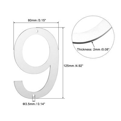 Harfington 5 Inch 304 Stainless Steel House Number Polishing for Door Mailbox(Number 9)