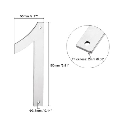 Harfington 6 Inch 304 Stainless Steel House Number Polishing for Door Mailbox(Number 1)