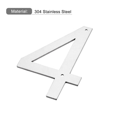 Harfington 6 Inch 304 Stainless Steel House Number Polishing for Door Mailbox(Number 4)