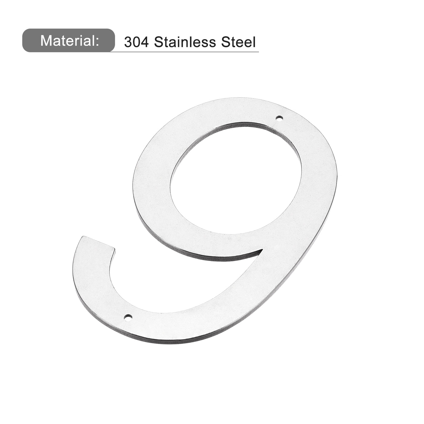 Harfington 6 Inch 304 Stainless Steel House Number Polishing for Door Mailbox(Number 9)