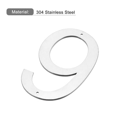 Harfington 6 Inch 304 Stainless Steel House Number Polishing for Door Mailbox(Number 9)