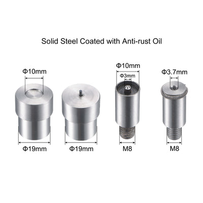 Harfington Uxcell Snap Fasteners Button Die for Hand Press Machine Setter Carbon Steel Pointed Fasteners Tool