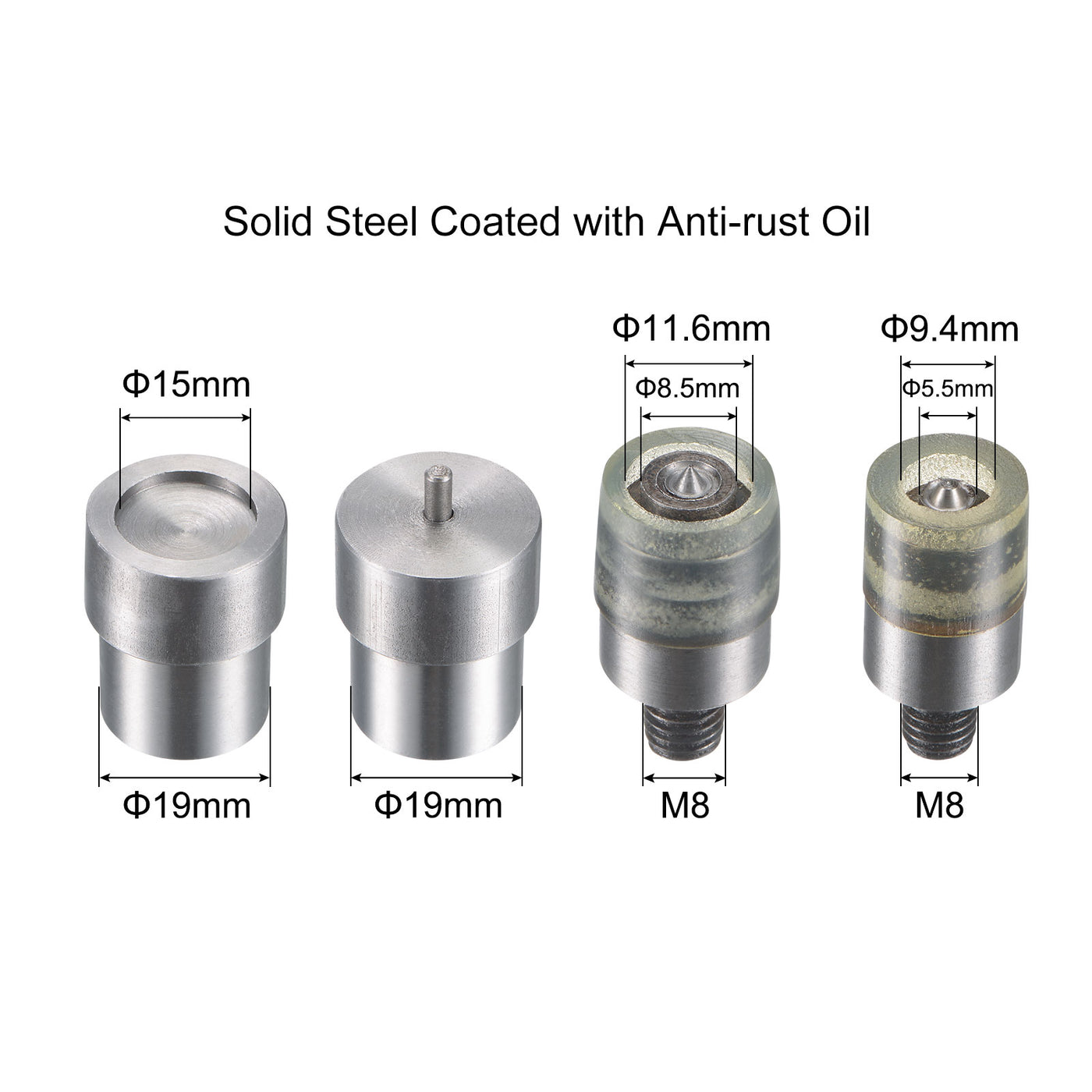 Harfington 15mm Snap Fasteners Button Die for Electric Press Machine Setter Carbon Steel Fasteners Tool M8 Thread