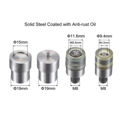 Harfington 15mm Snap Fasteners Button Die for Electric Press Machine Setter Carbon Steel Fasteners Tool M8 Thread